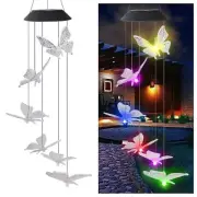 Solar LED Garden Outdoor Wind Chimes Colour Changing Lights Hanging butterfly US