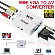 1080P HD Mini VGA to AV Converter 3.5mm Audio VGA to RCA Video Converter US