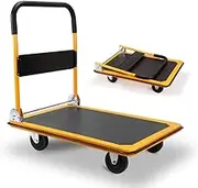 HORUSDY Heavy Duty Folding Platform Trolley Cart, 300kg Capacity Hand Truck, Rubber Anti-Slip Handle, Collapsible Dolly with Silent Rolling Caster Swivel Wheels (300KG - 90x61x57cm)