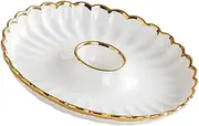 Holibanna Ceramic Dumpling Plate Sushi Serving Set Round Plate Dip Bowl Chips and Dip Tray