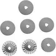 Operitacx Rotary Cutter Blades 7 in 1 Set 4 Straight 1 Dashed 2 Wavy Replacement for Fabric Cutting Leather Paper Storage Case