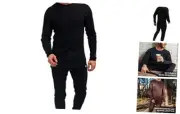 Merino Wool Base Layer Mens Set - Midweight Merino Wool Medium 250 Black