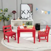 Costway3-Piece All-Weather Kids Table &amp; Chairs Set for Home &amp; Backyard-Red