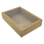 BULK 60pkLarge Kraft Grazing Box with Window Lid (560x255x80mm)