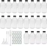 8Oz Clear Glass Bottles, 20 Pack Glass Storage Bottles with Black Lids