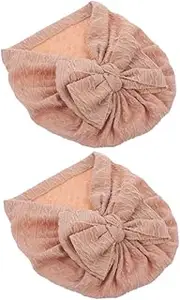[Holibanna] Soft Stretchy Bonnets with Big Bow Design Breathable Turban Hats for Newborn for Showers and Everyday Wear Pink Girl Headwraps