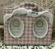 DEMDACO WOODSONG KIDS CERAMIC DOUBLE PICTURE FRAME - HOLDS 2"X3' PHOTO - FRIENDS