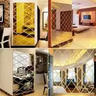 Mirror Wall Stickers Decal Decor Mosaic Rhombus Room Tile 3D Full Body