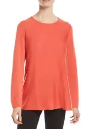 Eileen Fisher Tencel Silk Ballet Round Neck Top, Red Lory, PL, NWT