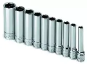 Tools USA 1/4" Drive, 10 Piece, 6 Point, Deep, SAE, Chrome Socket Set: 3/16" ...