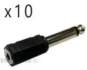 10 PACK 3.5mm Mono Female Jack to 1/4" Mono TS Male Plug Audio Converter Adapter