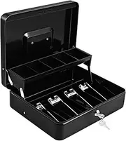 HORIALENCE 1 Set Portable Locking Cash Box with Key Metal Money Organizer for Small Business Essentials Features Divided Money Trays and Robust Construction for and Secure Storage