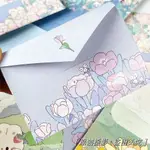 ROROHANAの INS高顏值兔兔花朵春日和頌三折賀卡小眾可愛送朋友禮物生日卡片