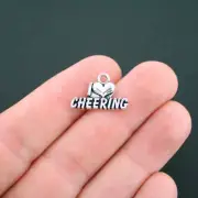 BULK 40 I Love Cheering Charms Antique Silver Tone - SC4751