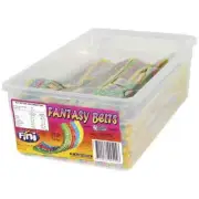 Fini Fantasy Belts Sour Rainbow Flavoured Kids Sweet Candy Lollies Snack 1.2kg