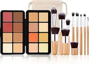 RoseFlower 16 Colors Makeup Palette, Full Size, Includes Face Bronzer, Blush, Conceal, Highlighter, Contour, Eyeshadow, 10 Makeup Brushes, for Travel, Holiday, Professional, Daily Use, Christmas
