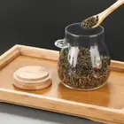 Food Storage Container Dried Fruit Jar Capacity Glass with Bamboo Lid Spoon
