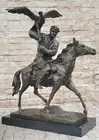 Art Deco Hand Made by Lost Wax Method Arab Man Falconer Genuine Bronze Statue