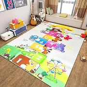 Kids Rug Play Mat Carpet Non-Skid Educational Fun Playmat Playmat 4x5ft Number Animal Study Activity Centerpiece Area Rug Walking Playing Mat for Baby Bedroom Playroom Classroom (Colorful#Style 2)