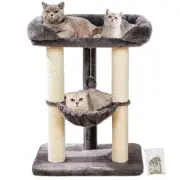 28" Cat Tree Tower for Indoor Cats, Tall Cat Scratching Post with Large Bed f...