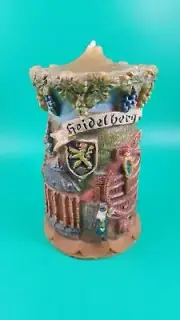 Vintage Heidelberg Hand Carved Painted Germany Gunter Candle 8”