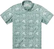 [Reyn Spooner] Men's Lahaina Sailor Classic Button Front Shirt, Leaf