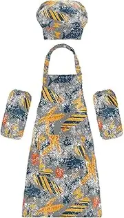 AIXIWAWA Kids Apron Chef Hat Set, Child Kitchen Bib Aprons Adjustable for Cooking Baking Painting (Sharks)