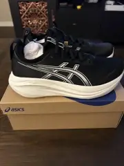 Asics Gel-Nimbus 27 Black/Lake Grey Standard Width Men Size 10 Brand New