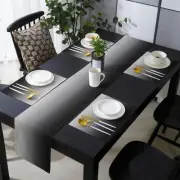 70 Inch Table Runner and Placemats Set of 6 Kits for Dinner Table, Ombre Blac...