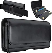 De-Bin iPhone 11 Holster, iPhone XR Holster, Leather Belt Case with Clip Cell Phone Pouch Belt Holder for iPhone 11 and iPhone XR (Fits Phone w/Other Case on)
