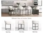 Set of 4 Barrel Bar Stools 27" Linen Fabric Counter Height Stools Curved Back
