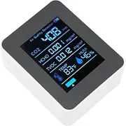 Air Quality Detector 5 in 1 Real Time Detect CO2 TVOC HCHO Temperature Humidity Monitor Portable Carbon Dioxide Meter for Office Home Gymnasium (White)