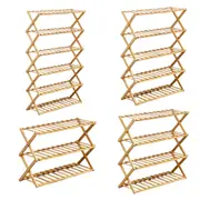 6 Tier Folding Shoe Rack Bamboo Wooden Shelf Stand Storage Organizer Cabinet