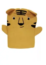 New Terrycloth Bath Puppet Mitt Baby Kid Infant Toddler Shower Gift Orange Tiger