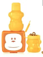 TUPPERWARE MONKEY SET 3 pc WATER BOTTLE SANDWICH KEEPER HINGED SNACK CUP NEW