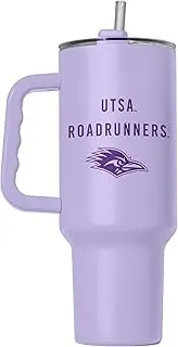 Logo Brands NCAA UTSA Roadrunners Lavender 40 oz Tumbler with Handle - Stylish Everyday Use Powder Coated-Stainless Steel with Straw- Keeps Cold for Hours