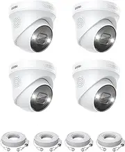 ZOSI 4PK 5MP PoE Add-On Dome Security Camera for Outdoor Indoor, Person/Vehicle Detection, Color Night Vision,2 Way Audio,Only Compatible with ZOSI POE NVR