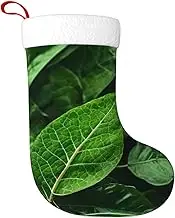 Green Leaf Nature print 18" Christmas Stockings Family Xmas Stockings for Holiday Decor Christmas Ornaments
