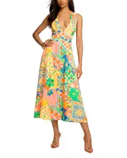 Ramy Brook Felicity Mixed Print Midi Dress