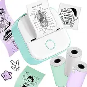Phomemo T02 Sticker Printer with 3 Rolls Paper- Mini Printer Print Pod Portable Thermal Printer Inkless Pocket Printer Bluetooth Photo Printer for Learning Assistance, Study Notes, Journal, Fun, Work