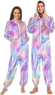 [Joisal] Soft Pastel Gradient Mens One Piece Pajamas with Pocket Christmas Pajamas Women Small