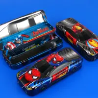 在飛比找momo購物網優惠-【Disney 迪士尼】米奇漫威英雄跑車多功能三層鉛筆盒文具