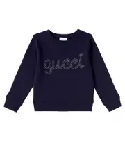 [Gucci Kids] Gucci Kids Logo cotton jersey sweatshirt Y 12 blue