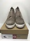 STEVE MADDEN WOMEN'S WEDGE SNEAKERS FAUX SUEDE SIDE ZIP TAUPE SIZE 10
