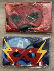 Toddler Superhero Satin Capes W/ Felt Masks; Reversible Spider Man/ Hulk & Capta