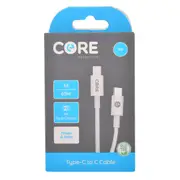 Core USB-C to Type-C Cable Phone Charging Cord 1m For Samsung iPhone White