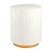 Luxe Living Makayla Bone Inlay Side Table in White