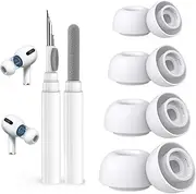 4 Pair Replacement Ear Tips for AirPods Pro & 2nd Generation with Noise Reduction Hole, with Cleaner Pen Kit for Airpods Pro/Pro 2nd, Built-in dust Guard Screen, 4 Sizes (XS/S/M/L)-White