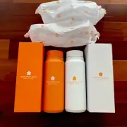 New! 2 Stainless Steel Water Bottles Mauna Kea Beach Hotel Resort Orange White