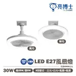 【亮博士】LED風扇燈 30W E27 單向 萬向 風扇燈 全電壓 白光 適用E27燈座 三段壁切 風扇5W 燈25W